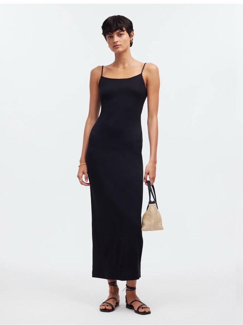 Madewell Knit Tank Dress in True Black Size Large